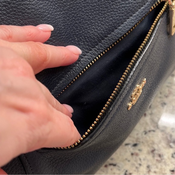 💼Coach Navy Leather Tote Bag and Strap 10 x 8 1/4 x 3 1/2 - Picture 3 of 6